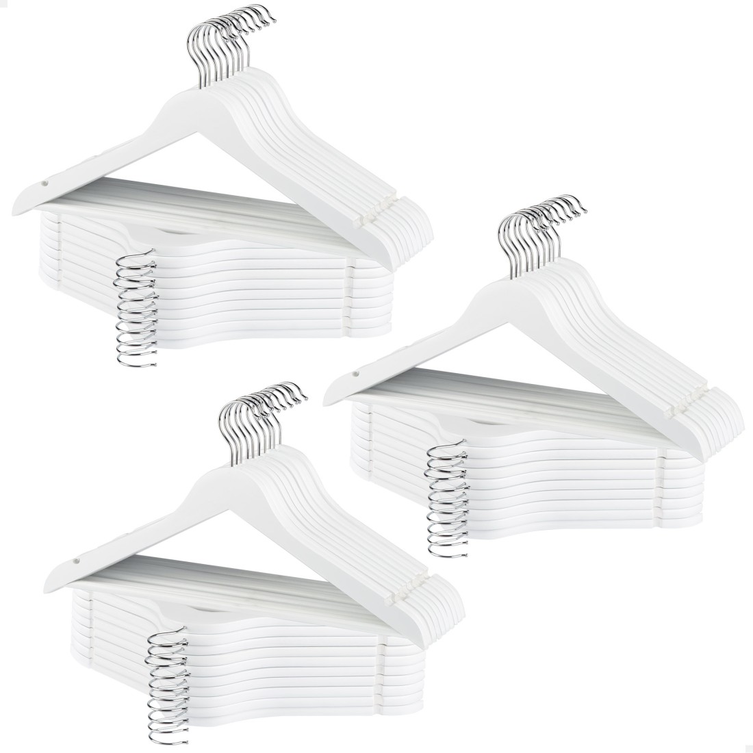 Max home pack 60 perchas madera blancas 44,5x23 cm
