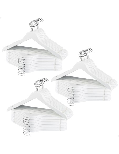 Max Home Pack 60 perchas madera blancas 44,5x23 cm