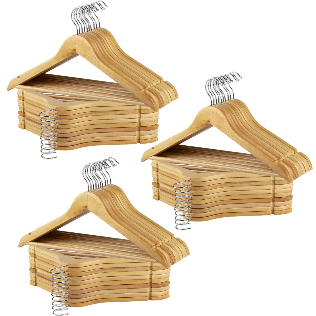 Max home pack 60 perchas madera 44,5x23 cm
