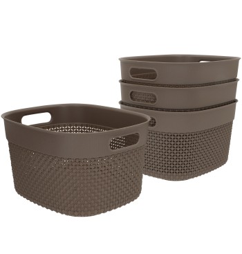 Curver Pack 4 cestas organizadoras Filo 6L marrón