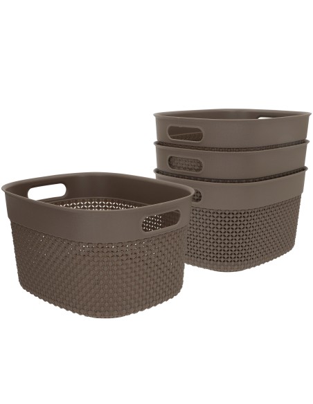 Curver Pack 4 cestas organizadoras Filo 6L marrón