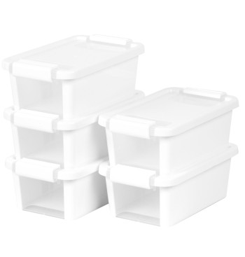 Curver Pack 5 cajas de almacenaje con tapa Bi-Box 3L blanco