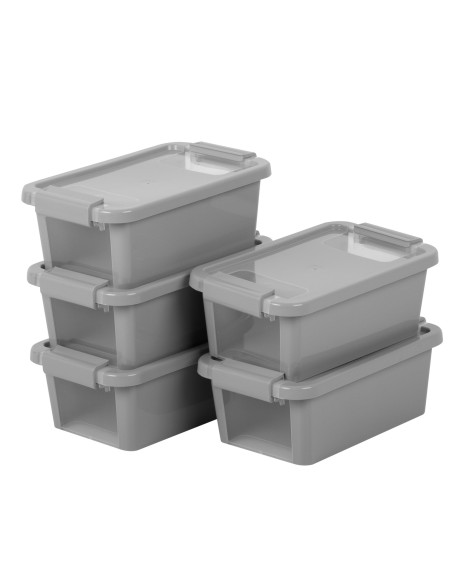 Curver Pack 5 cajas de almacenaje con tapa Bi-Box 3L gris