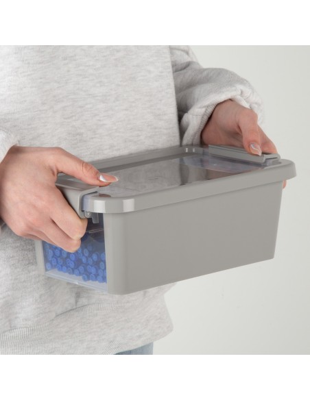 Curver Pack 5 cajas de almacenaje con tapa Bi-Box 3L gris