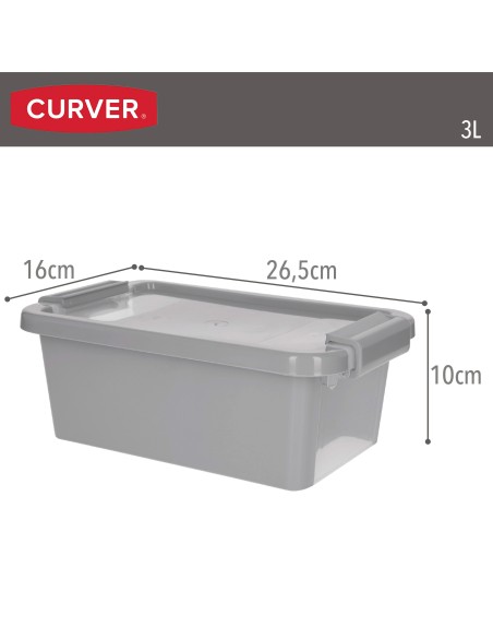 Curver Pack 5 cajas de almacenaje con tapa Bi-Box 3L gris