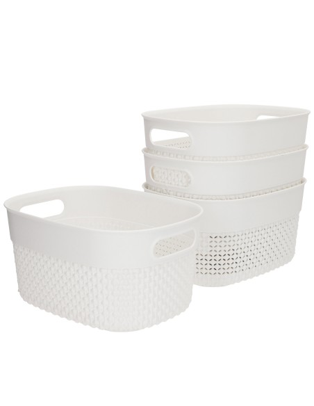 Curver Pack 4 cestas organizadoras Filo 3,5L blanco