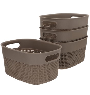 Curver Pack 4 cestas organizadoras Filo 3,5L marrón