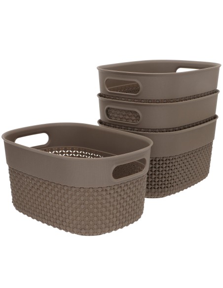 Curver Pack 4 cestas organizadoras Filo 3,5L marrón