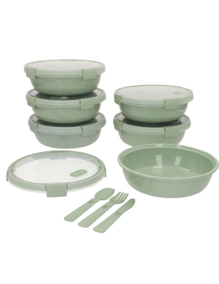 Curver Pack 6 recipientes herméticos Ø20x7 cm (1L) con cubiertos