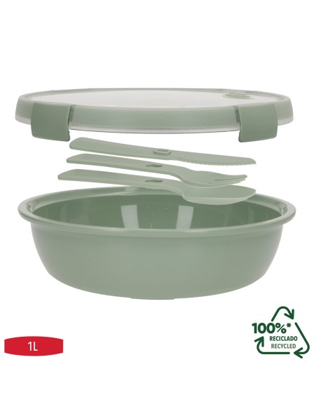 Curver Pack 6 recipientes herméticos Ø20x7 cm (1L) con cubiertos