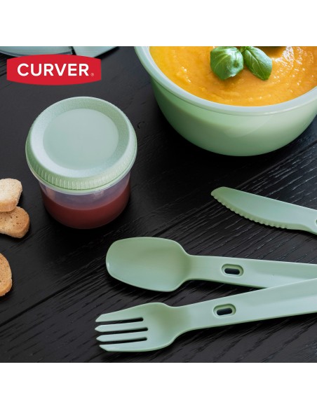 Curver Pack 6 recipientes herméticos Ø20x7 cm (1L) con cubiertos