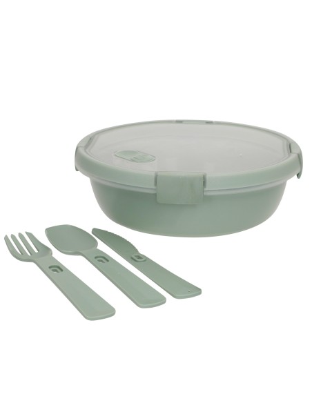 Curver Pack 6 recipientes herméticos Ø20x7 cm (1L) con cubiertos