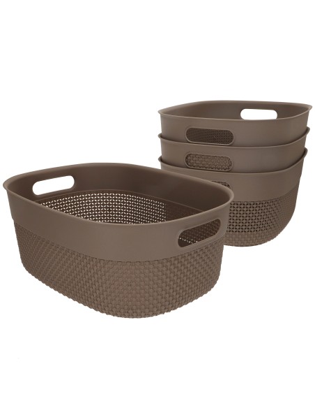 Curver Pack 4 cestas organizadoras Filo 12L marrón