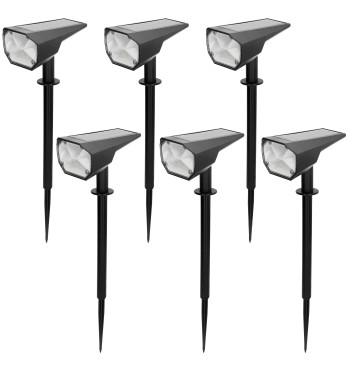 Pack 6 balizas solares LED multicolor 8x11x37 cm