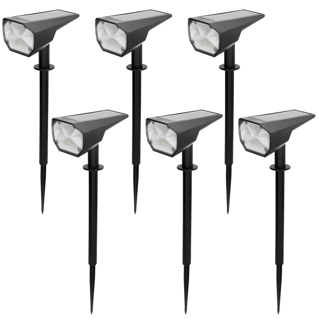 Pack 6 balizas solares led multicolor 8x11x37 cm