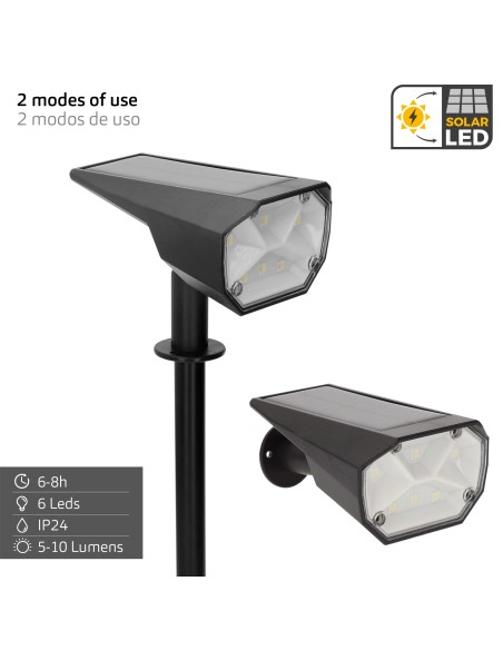 Pack 6 balizas solares LED multicolor 8x11x37 cm
