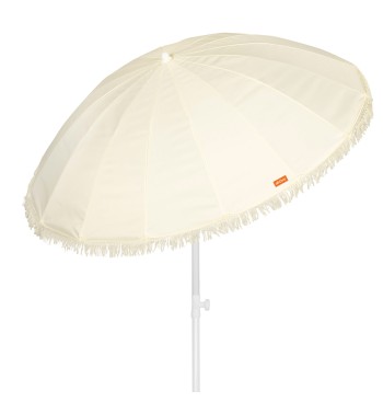 Sombrilla playa 16 varillas 200 cm beige con flecos