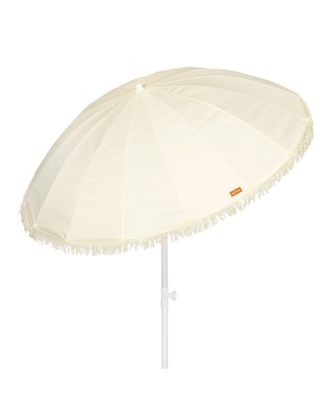 Sombrilla playa 16 varillas 200 cm beige con flecos
