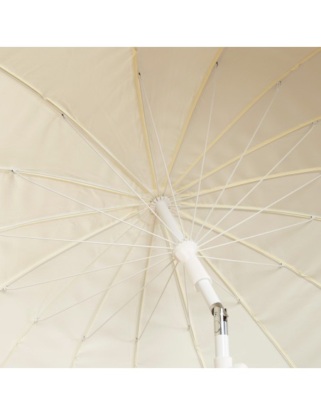 Sombrilla playa 16 varillas 200 cm beige con flecos