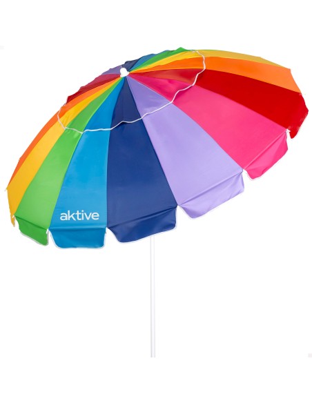 Sombrilla de playa 16 varillas 200 cm multicolor inclinable UV50