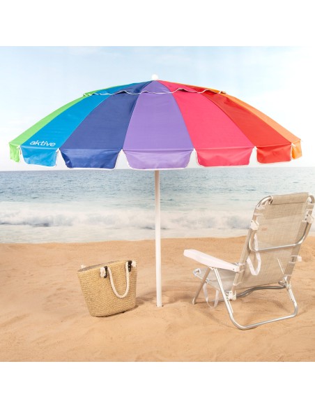 Sombrilla de playa 16 varillas 200 cm multicolor inclinable UV50