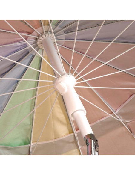 Sombrilla de playa 16 varillas 200 cm multicolor inclinable UV50