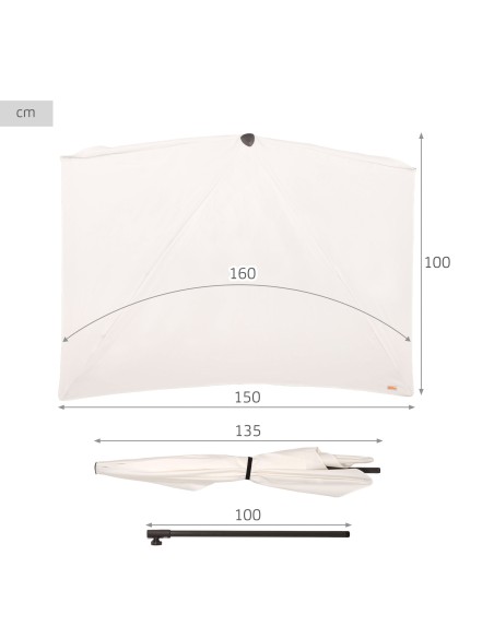 Sombrilla de pared rectangular 160x100 cm