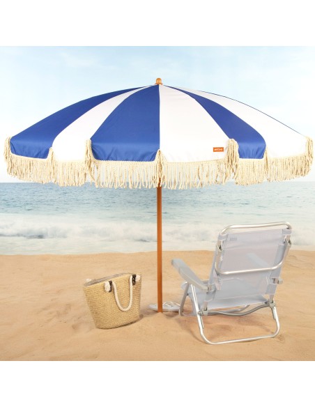 Sombrilla de playa 8 varillas 200 cm diseño marinero con flecos