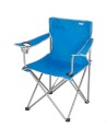 Silla plegable camping azul con asa y portavasos