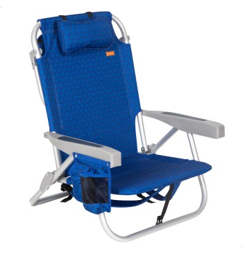 Silla playa baja XL multiposición 50x55x80 cm azul con...