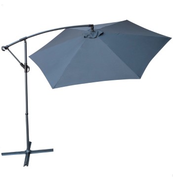 Parasol excéntrico banana Ø300 cm gris mástil acero