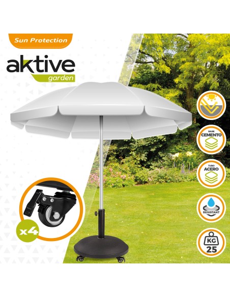 Soporte parasol circular cemento Ø35/48 mm con ruedas