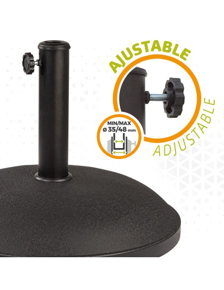 Soporte parasol circular cemento Ø35/48 mm con ruedas