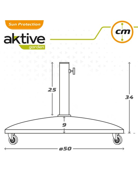 Soporte parasol circular cemento Ø35/48 mm con ruedas