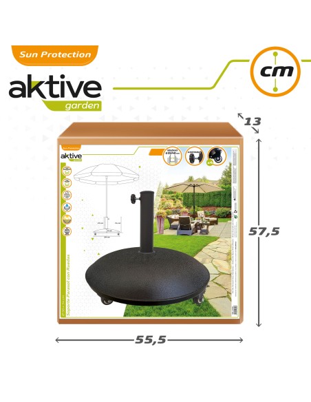Soporte parasol circular cemento Ø35/48 mm con ruedas
