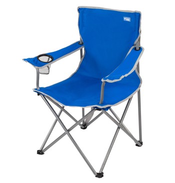Silla plegable camping con posavasos azul