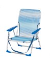Silla playa baja fija 45x40x70 cm rayas azul