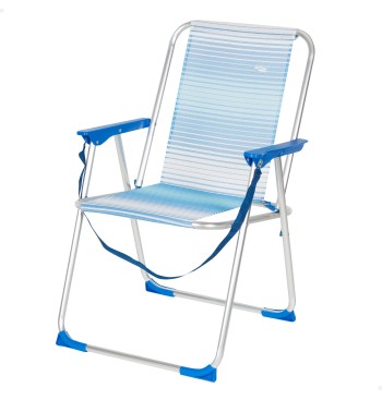 Silla playa alta fija 45x45x75 cm rayas azul