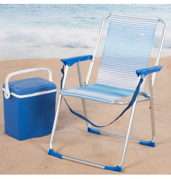Silla playa alta fija 45x45x75 cm rayas azul 2