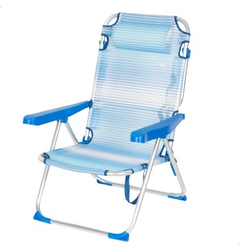 Silla playa multiposición 48x60x90 cm rayas azul