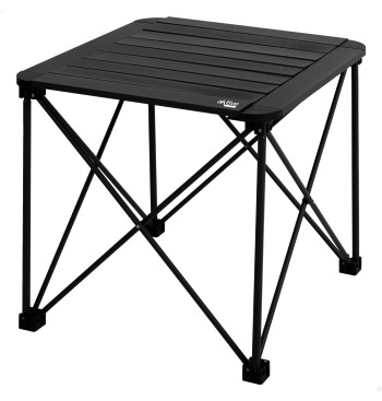 Mesa plegable camping antivuelco y desmontable negra