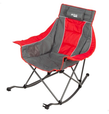 Silla mecedora plegable camping gris y roja c/cojín y...