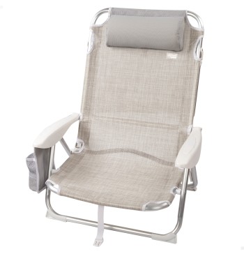 Silla playa baja XL multiposición 51x45x76 cm beige