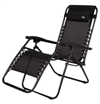 Silla plegable jardín gravedad cero negro 2 posiciones