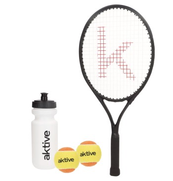 Kit raqueta de tenis iniciación c/pelotas, botella y...