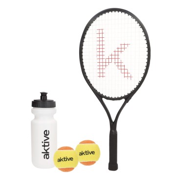 Kit raqueta de tenis iniciación c/pelotas, botella y...
