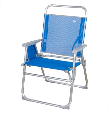 Silla playa alta fija 48x50x88 cm azul con bolsillo