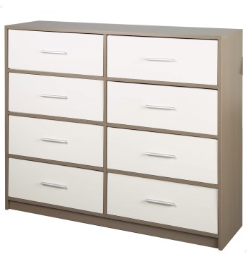 Max Home Cómoda blanca y madera 8 cajones de tela...