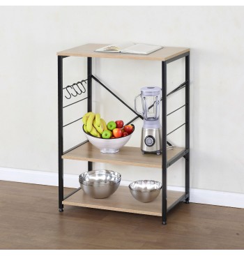 Max Home Mueble auxiliar cocina madera y acero 60x40x82 cm 2