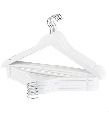 Max Home Pack 10 perchas de madera color blanco